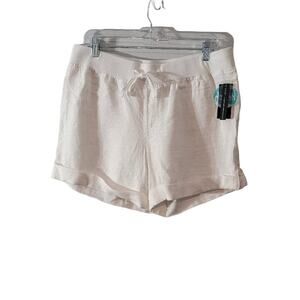 INC International Concepts Linen Shorts Women's Sz 14 Cuffed Drawstring White